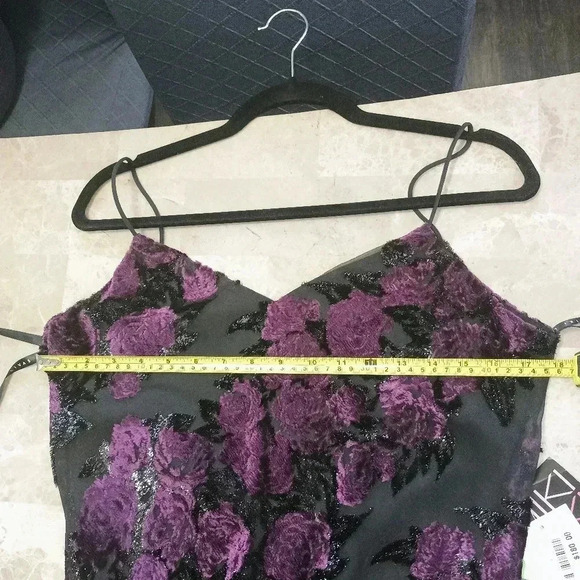 Vintage Niki by NikiLivas Maxi Floral Dress Asymmetrical Black Purple Formal NWT - Picture 11 of 15